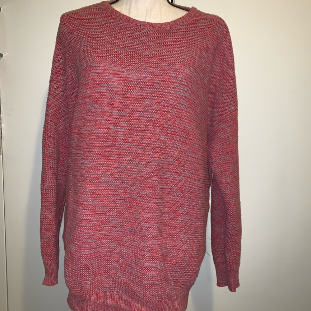 Knitted shades of pink and gray sweater